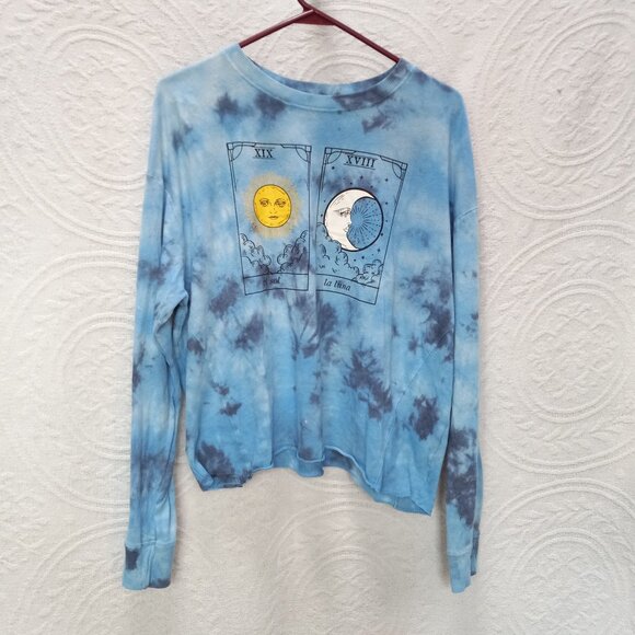 Tie Dye Sun Moon Tarot Card Graphic Long Sleeved T-Shirt XL (T-369) - Picture 3 of 11
